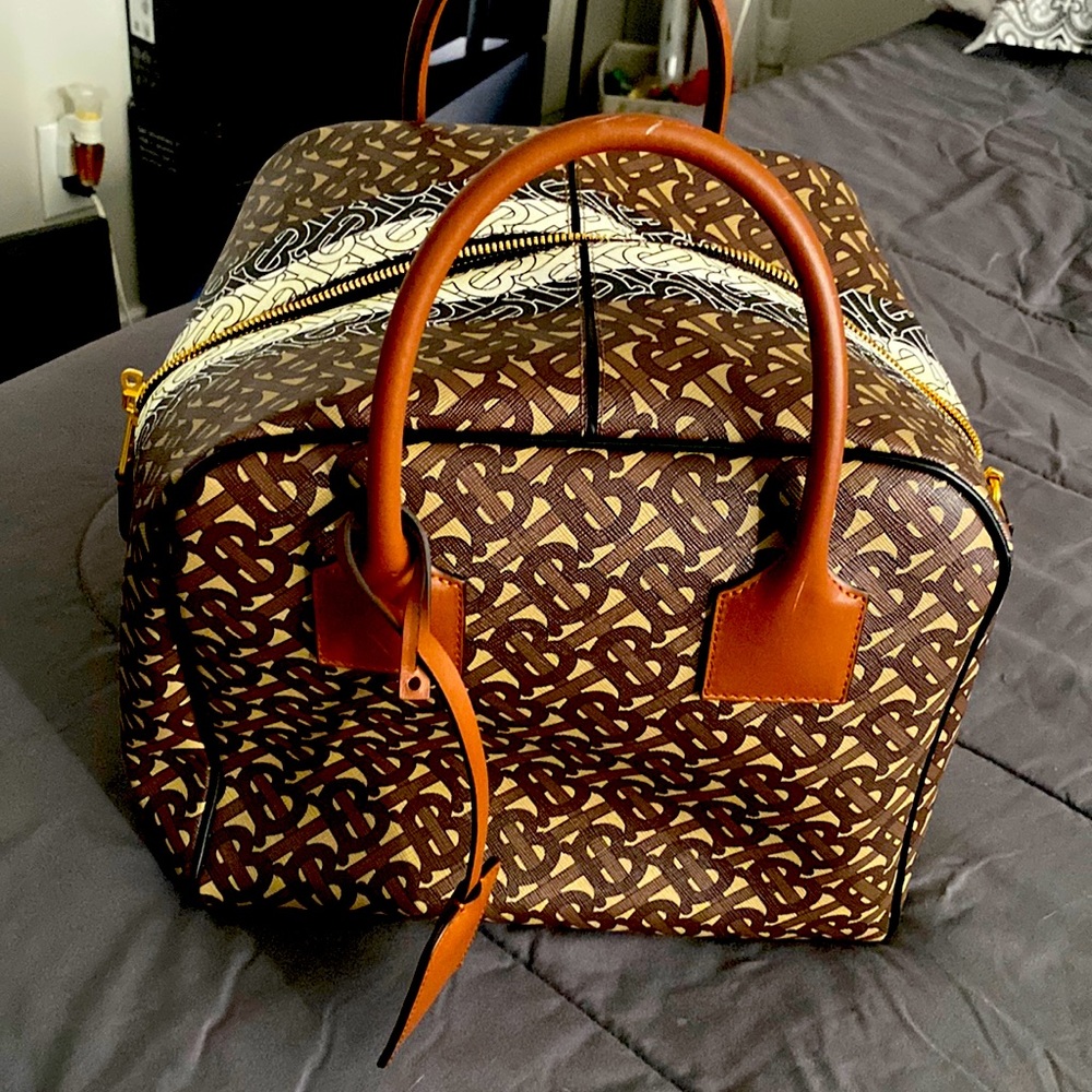 Burberry Monogram Stripe E-canvas Cube Bag